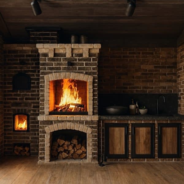 Barbekü Model 22-1 Tuğla ve taş görünümlü rustik barbekü