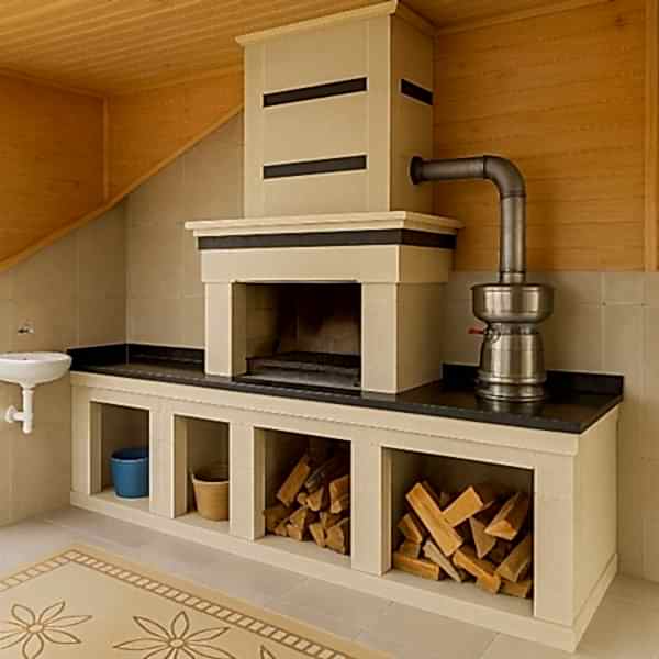 Barbekü Model 23-1 Lavabolu ve tezgahlı barbekü tasarımı