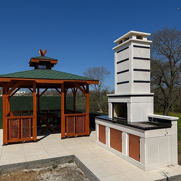 Barbekü Model 4-3 Bahçeye uygun şık tasarımlı modern barbekü yan görünümü
