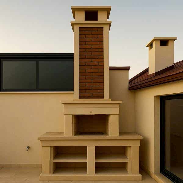 Barbekü Model 8-2 Balkon barbekü modelleri – Barbekü Model 8 taş kaplama ve tuğla görünümlü baca