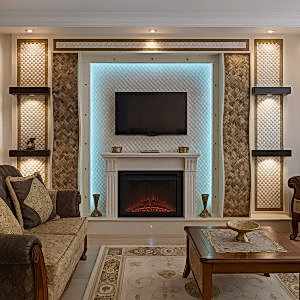 elektrikli-somine-model-7-1 Modern elektrikli şömine Model 7 oturma odası tasarımı